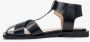 Estro Dames Zwarte Leren Platte Sandalen Er00111648 Black Dames - Thumbnail 3