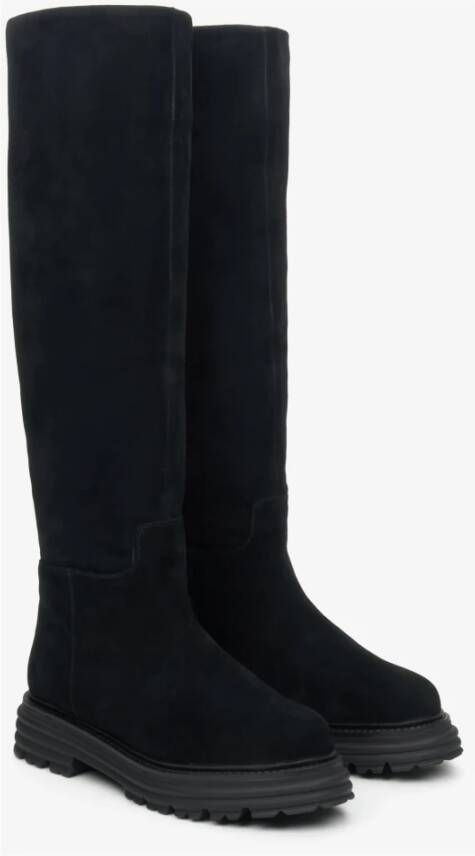 Estro Dames Zwarte Velours Winterlaarzen Er00114218 Black Dames