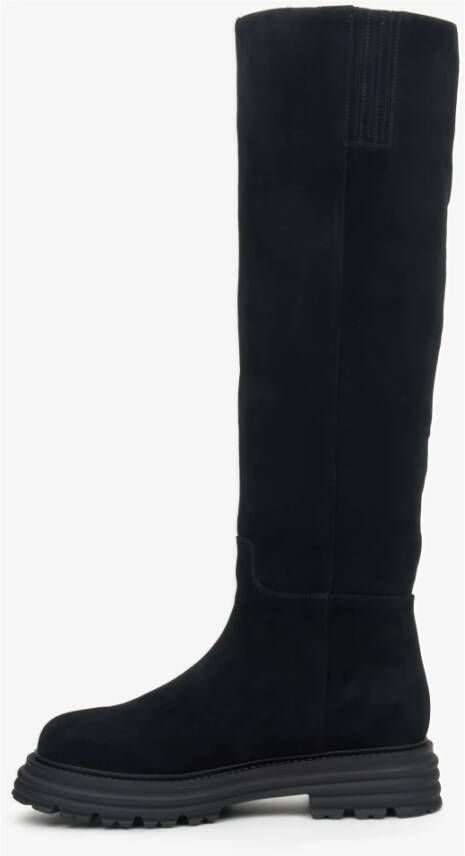 Estro Dames Zwarte Velours Winterlaarzen Er00114218 Black Dames