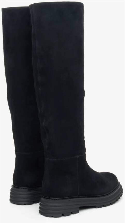 Estro Dames Zwarte Velours Winterlaarzen Er00114218 Black Dames