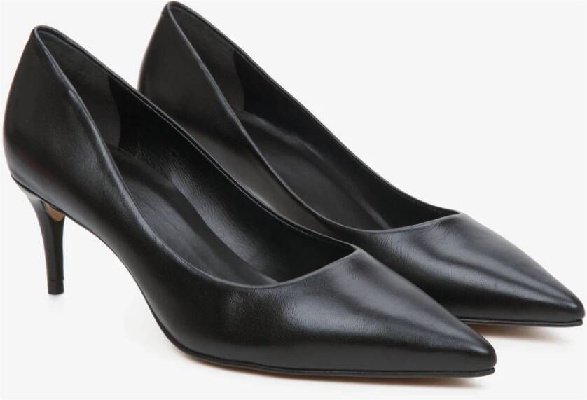 Estro Dames Zwarte Leren Pumps Met Puntige Neus Er00113734 Black Dames