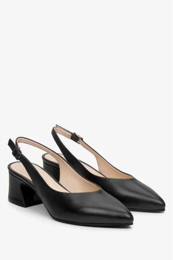 Estro Dames Zwarte Leren Slingback Pumps Er00112812 Black Dames