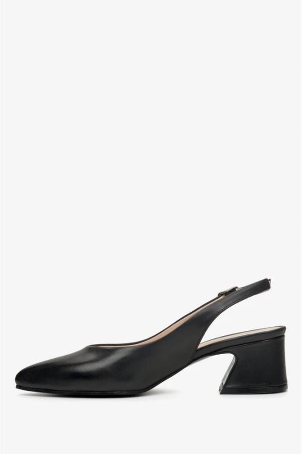 Estro Dames Zwarte Leren Slingback Pumps Er00112812 Black Dames