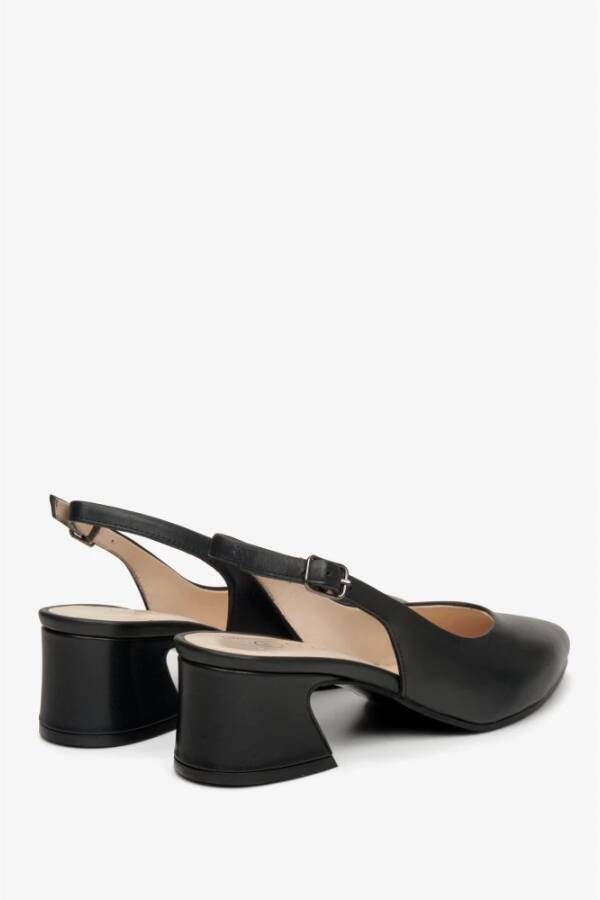 Estro Dames Zwarte Leren Slingback Pumps Er00112812 Black Dames