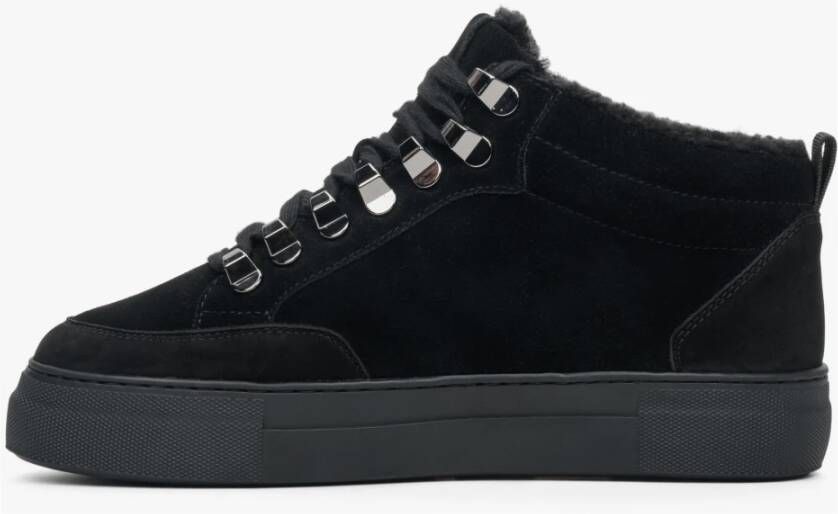 Estro Dames Zwarte High-Top Sneakers gemaakt van Echt Nubuck Er00112204 Black Dames