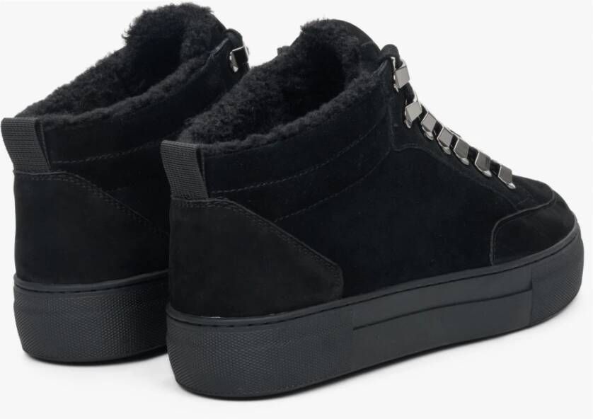 Estro Dames Zwarte High-Top Sneakers gemaakt van Echt Nubuck Er00112204 Black Dames