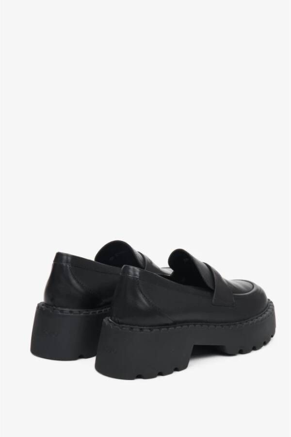 Estro Dames Zwarte Leren Chunky Platform Instappers Er00111841 Black Dames