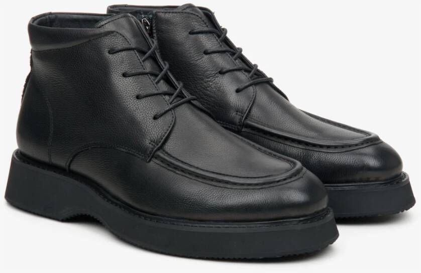 Estro Heren Zwarte Veterschoenen van Echt Leer Er00114226 Black Heren