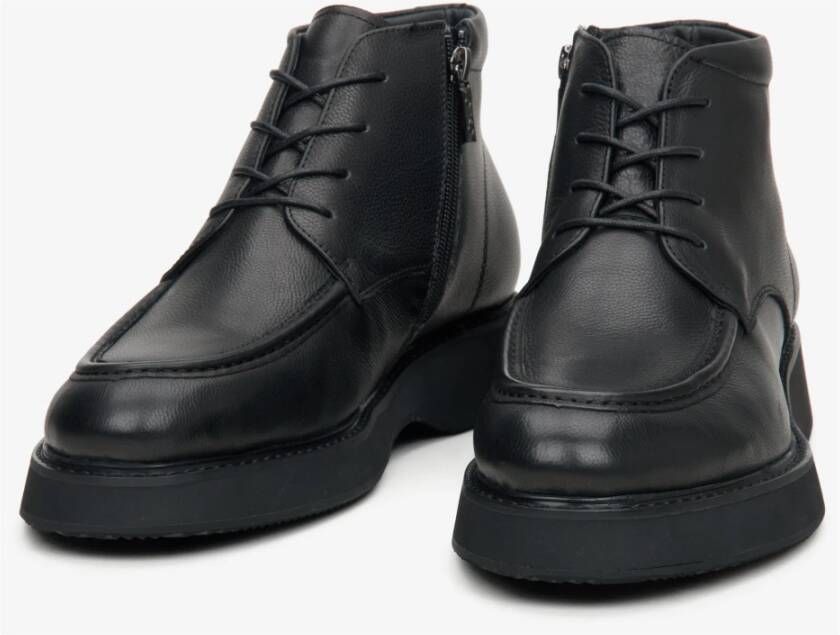 Estro Heren Zwarte Veterschoenen van Echt Leer Er00114226 Black Heren