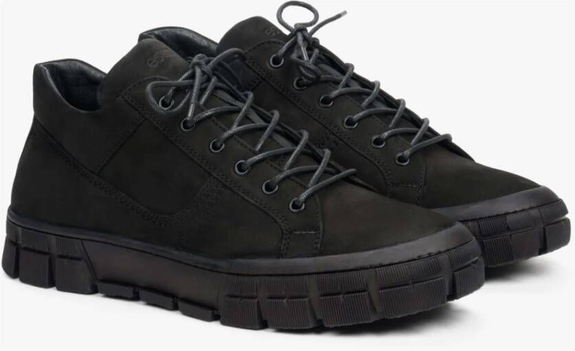 Estro Heren Zwarte Winter Schoenen gemaakt van Echt Nubuck Er00112050 Black Heren