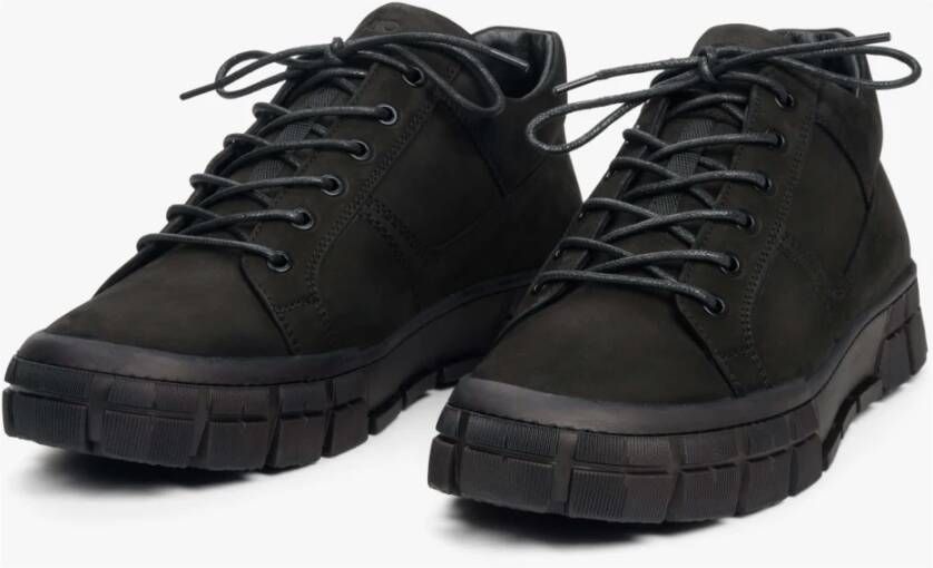 Estro Heren Zwarte Winter Schoenen gemaakt van Echt Nubuck Er00112050 Black Heren