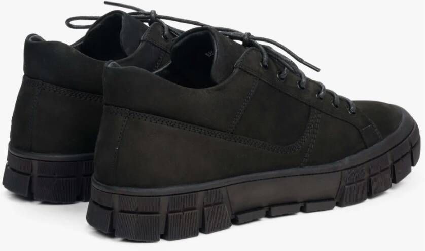 Estro Heren Zwarte Winter Schoenen gemaakt van Echt Nubuck Er00112050 Black Heren