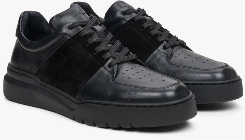 Estro Heren Zwarte Lage Sneakers gemaakt van Gemengde Materialen Er00113796 Black Heren