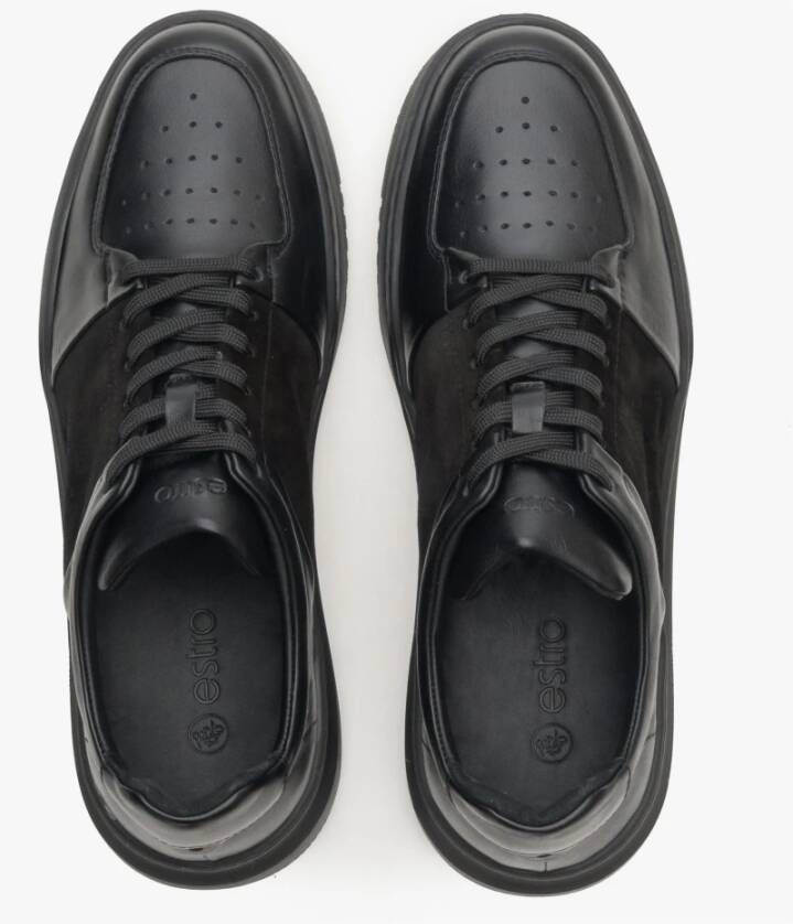 Estro Heren Zwarte Lage Sneakers gemaakt van Gemengde Materialen Er00113796 Black Heren