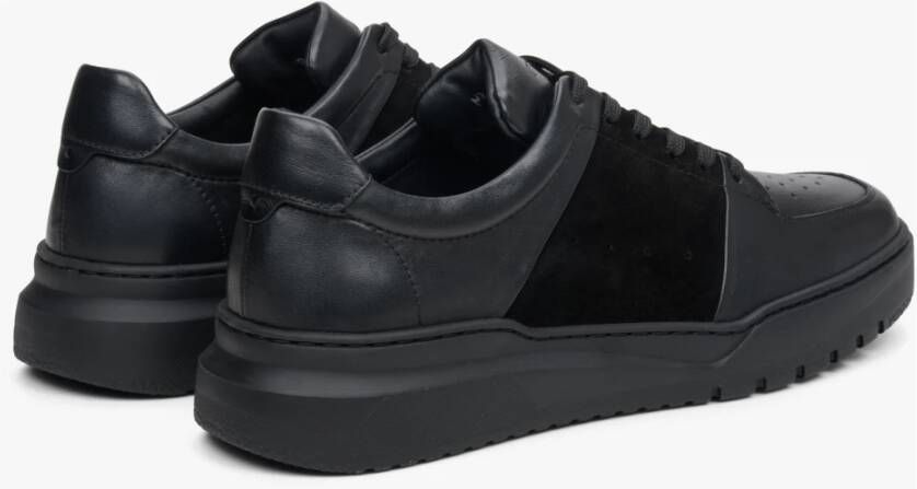 Estro Heren Zwarte Lage Sneakers gemaakt van Gemengde Materialen Er00113796 Black Heren