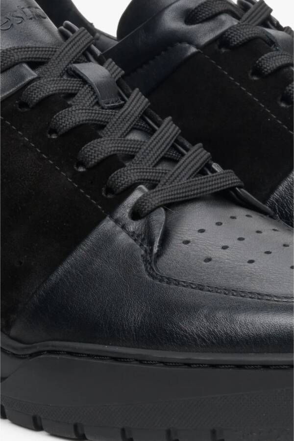 Estro Heren Zwarte Lage Sneakers gemaakt van Gemengde Materialen Er00113796 Black Heren