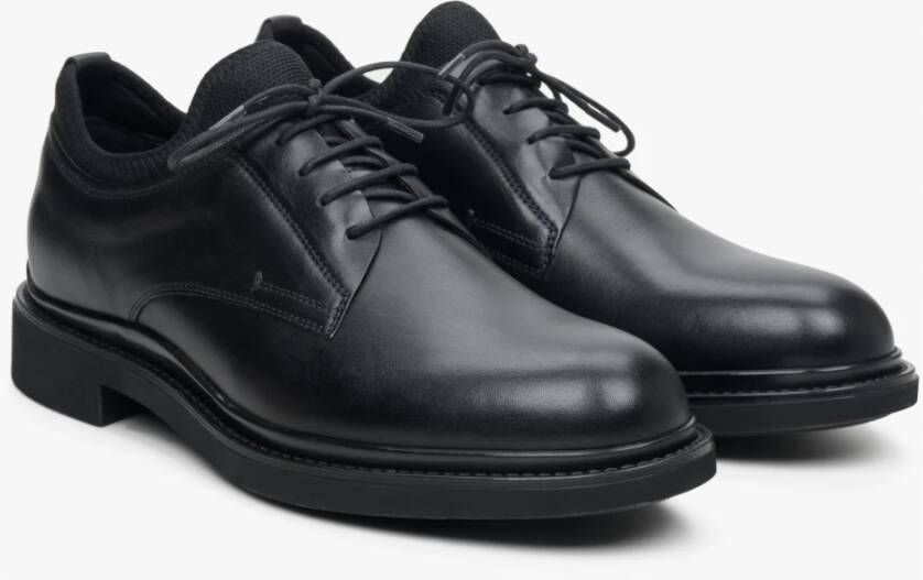 Estro Heren Zwarte Veterschoenen van Echt Leer Er00113789 Black Heren