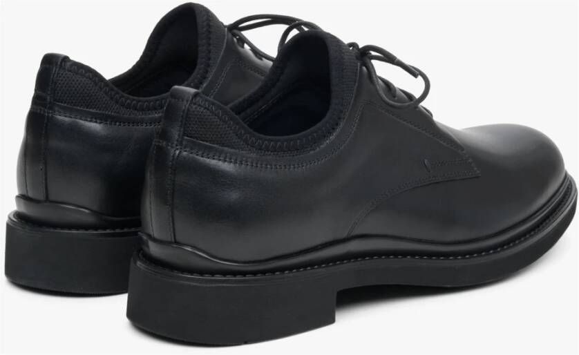 Estro Heren Zwarte Veterschoenen van Echt Leer Er00113789 Black Heren