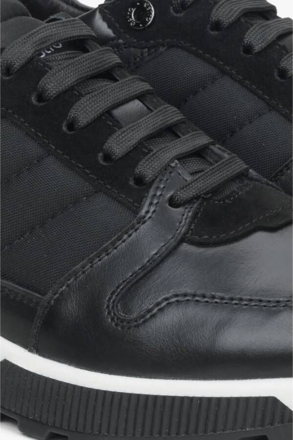 Estro Heren Leren & Velours Sneakers in Zwart Er00114551 Black Heren