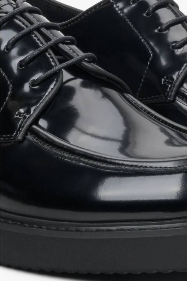 Estro Heren Zwarte Veterschoenen van Echt Lakleer Er00113939 Black Heren