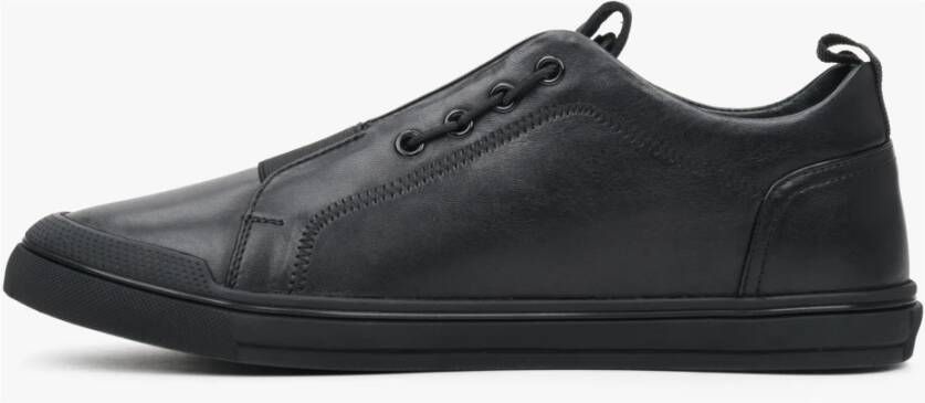 Estro Heren Zwarte Sneakers gemaakt van Echt Leer Er00112391 Black Heren