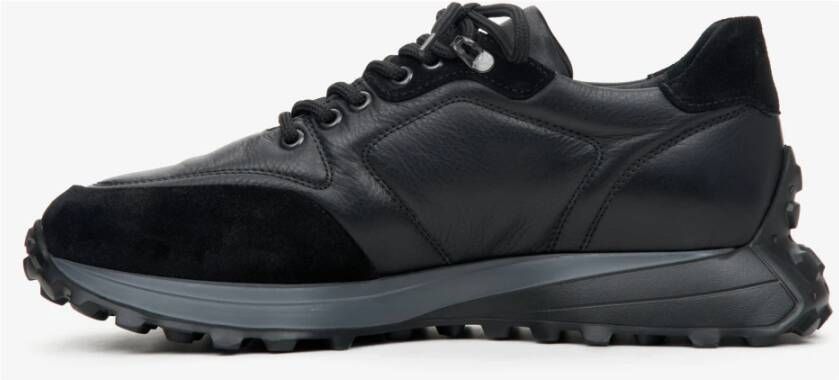 Estro Heren Zwarte Atletische Lage Sneakers gemaakt van Gemengde Materialen Er00113802 Black Heren