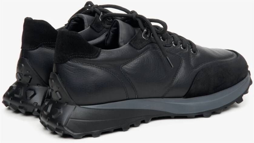 Estro Heren Zwarte Atletische Lage Sneakers gemaakt van Gemengde Materialen Er00113802 Black Heren