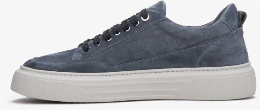 Estro Heren Blauwe Velours Lage Sneakers Er00113467 Blue Heren