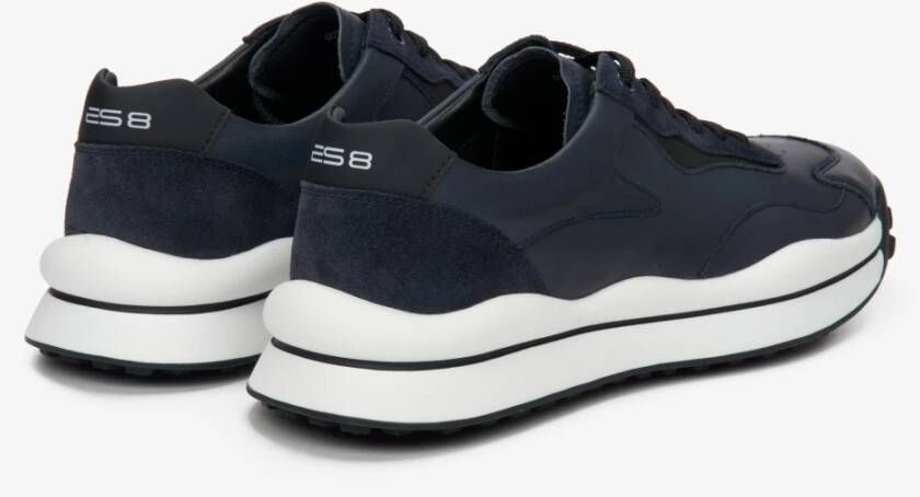 Estro Heren Marineblauwe Lage Sneakers van Echt Leer ES 8 Er00112591 Blue Heren