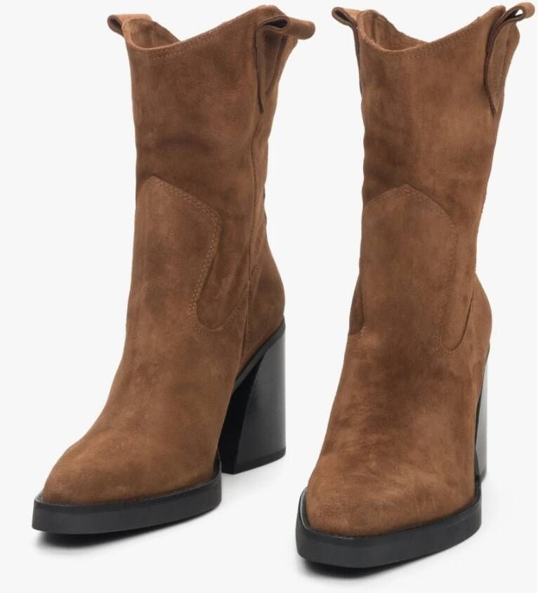 Estro Dames Bruine Suède Cowboy Laarzen Er00113865 Brown Dames