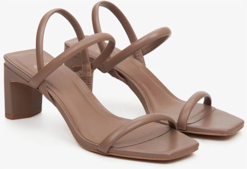 Estro Dames Zadelbruine Sandalen met Hak gemaakt van Echt Leer Er00112426 Brown Dames