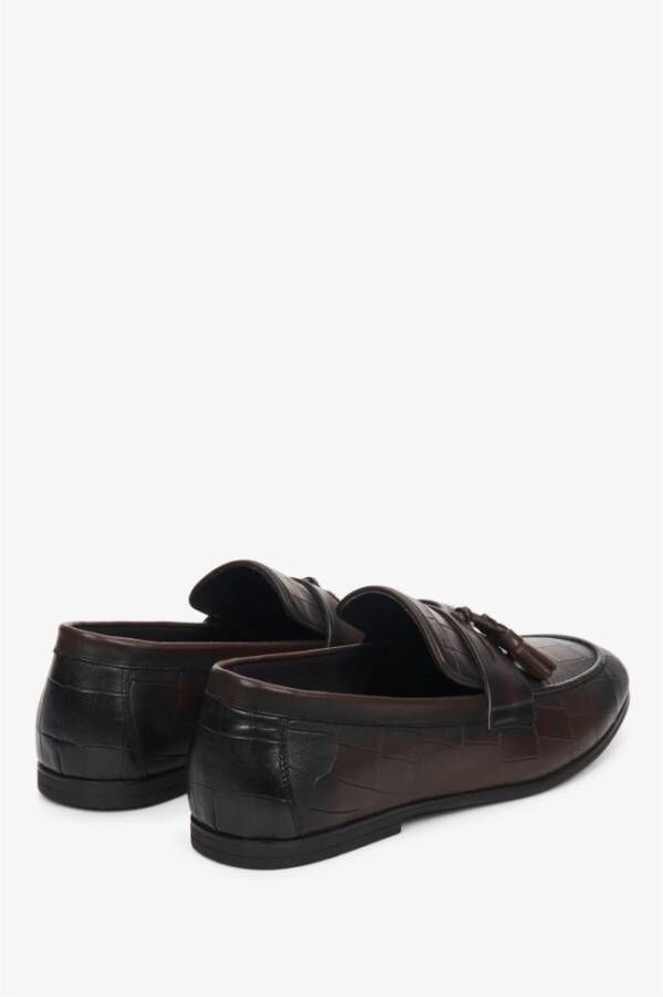 Estro Heren Donkerbruine Slip-On Loafers gemaakt van Echt Leer Er00109298 Brown Heren