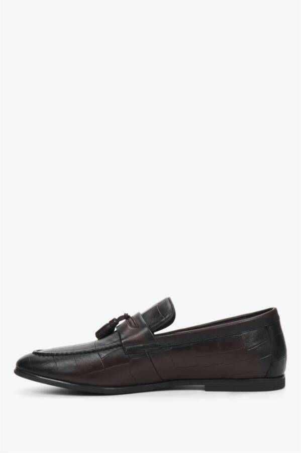 Estro Heren Donkerbruine Slip-On Loafers gemaakt van Echt Leer Er00109298 Brown Heren