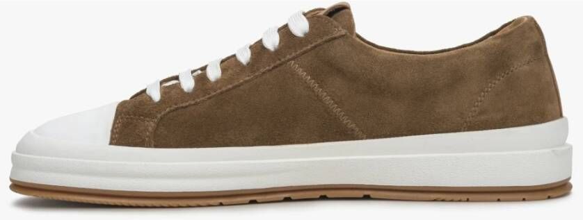 Estro Heren Bruine Lage Sneakers gemaakt van Echt Italiaans Velours Er00114570 Brown Heren