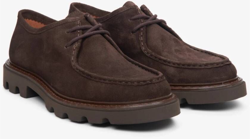 Estro Heren Saddle Brown Brogues met Korte Veters gemaakt van Echt Velours Er00113794 Brown Heren