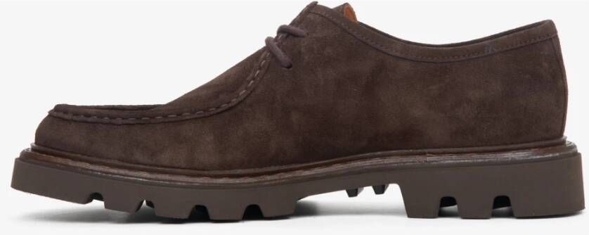 Estro Heren Saddle Brown Brogues met Korte Veters gemaakt van Echt Velours Er00113794 Brown Heren