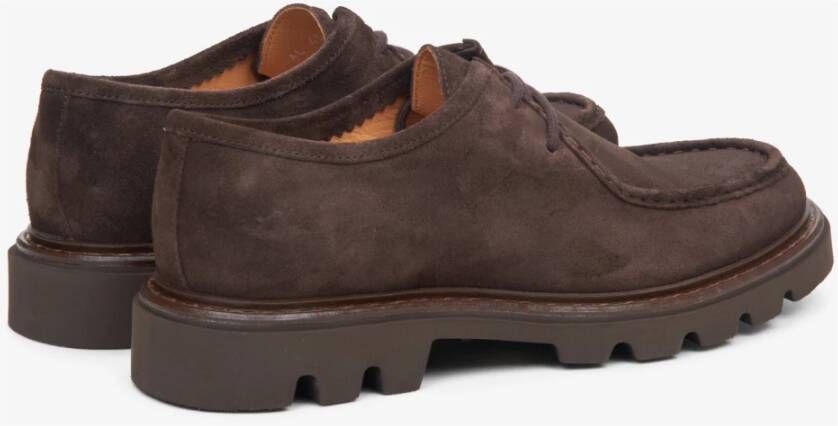 Estro Heren Saddle Brown Brogues met Korte Veters gemaakt van Echt Velours Er00113794 Brown Heren