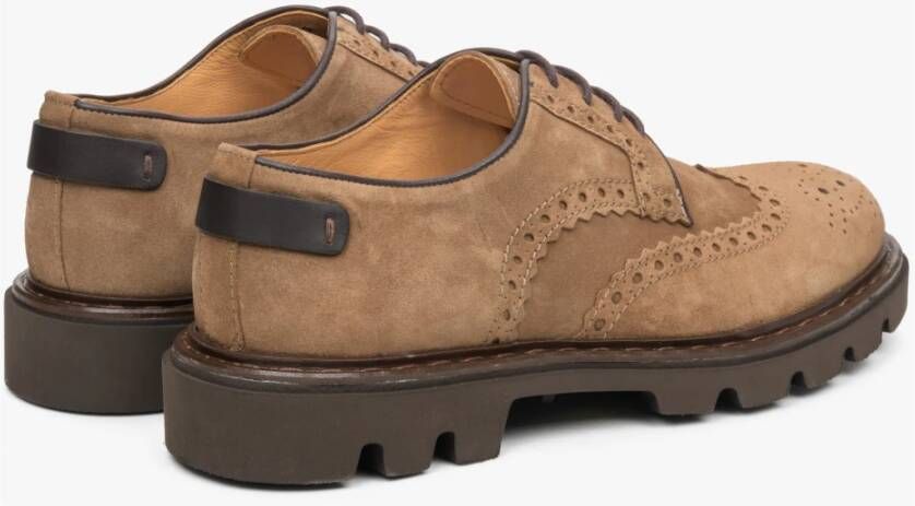 Estro Heren Lichtbruine Suède Veterschoenen Brogues Er00113800 Brown Heren