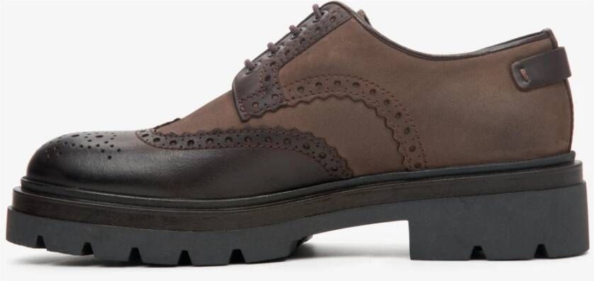 Estro Heren Bruin Leren Brogues met Vetersluiting Er00113793 Brown Heren