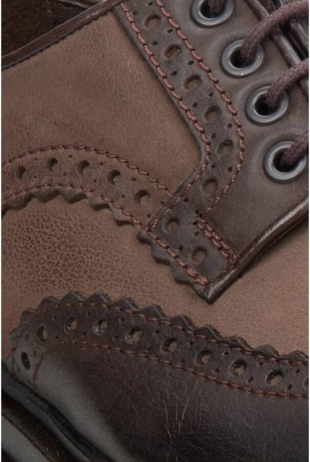 Estro Heren Bruin Leren Brogues met Vetersluiting Er00113793 Brown Heren