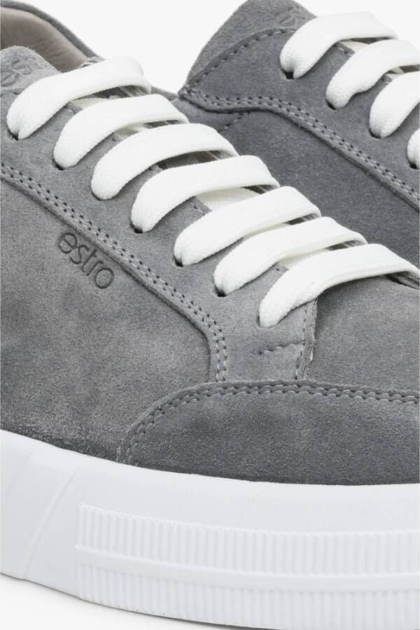 Estro Heren Grijs Echt Velours Sneakers voor de Herfst Er00112842 Gray Heren