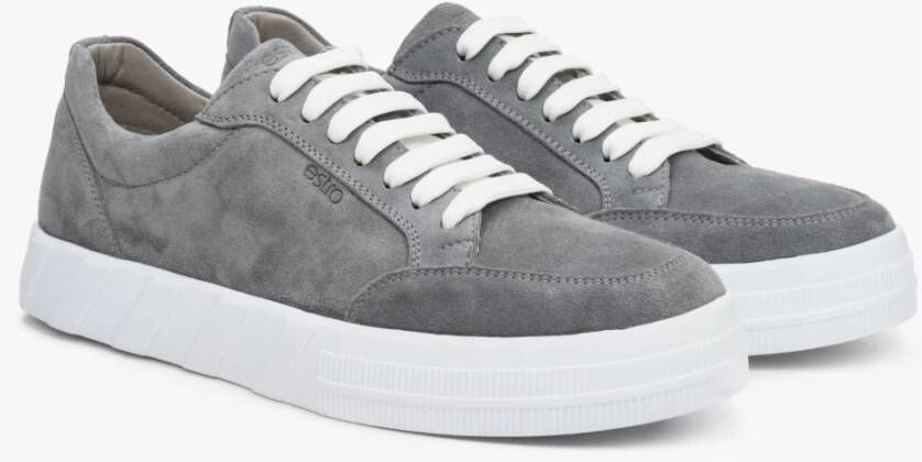 Estro Heren Grijs Echt Velours Sneakers voor de Herfst Er00112842 Gray Heren