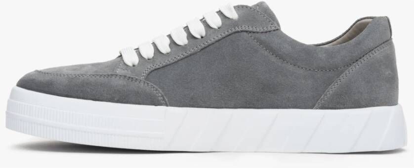 Estro Heren Grijs Echt Velours Sneakers voor de Herfst Er00112842 Gray Heren