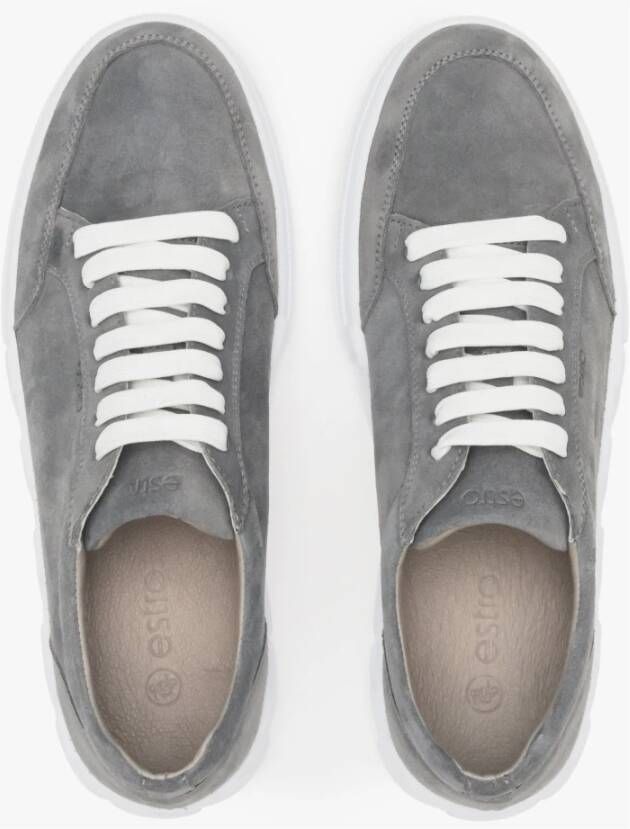 Estro Heren Grijs Echt Velours Sneakers voor de Herfst Er00112842 Gray Heren