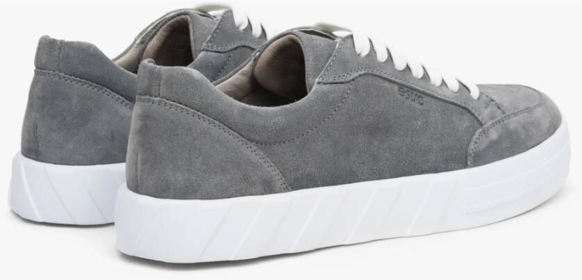 Estro Heren Grijs Echt Velours Sneakers voor de Herfst Er00112842 Gray Heren