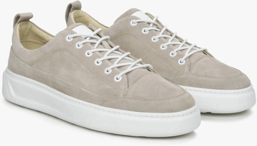 Estro Heren Grijze Sneakers gemaakt van Italiaans Echt Velours Er00114526 Gray Heren