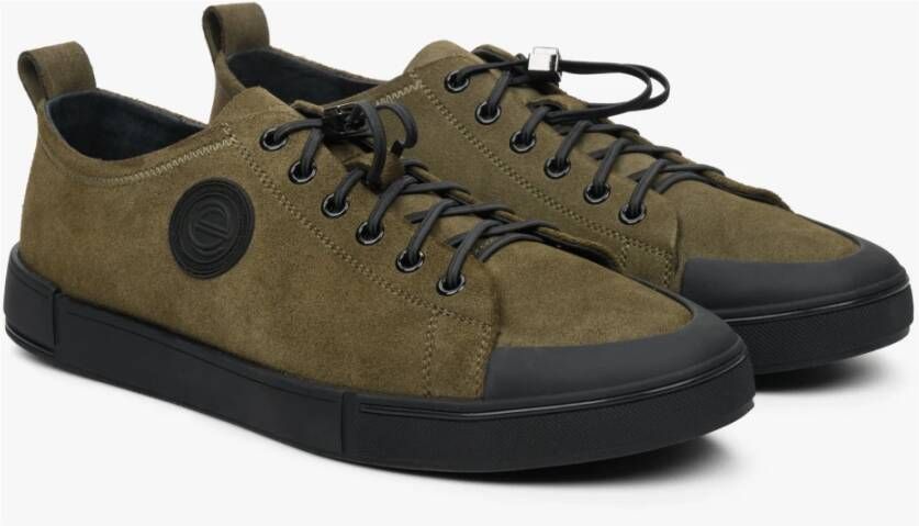 Estro Heren Groene Sneakers gemaakt van Echt Leer Er00112636 Green Heren