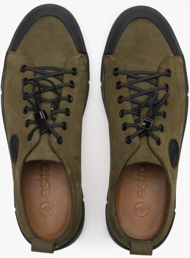 Estro Heren Groene Sneakers gemaakt van Echt Leer Er00112636 Green Heren