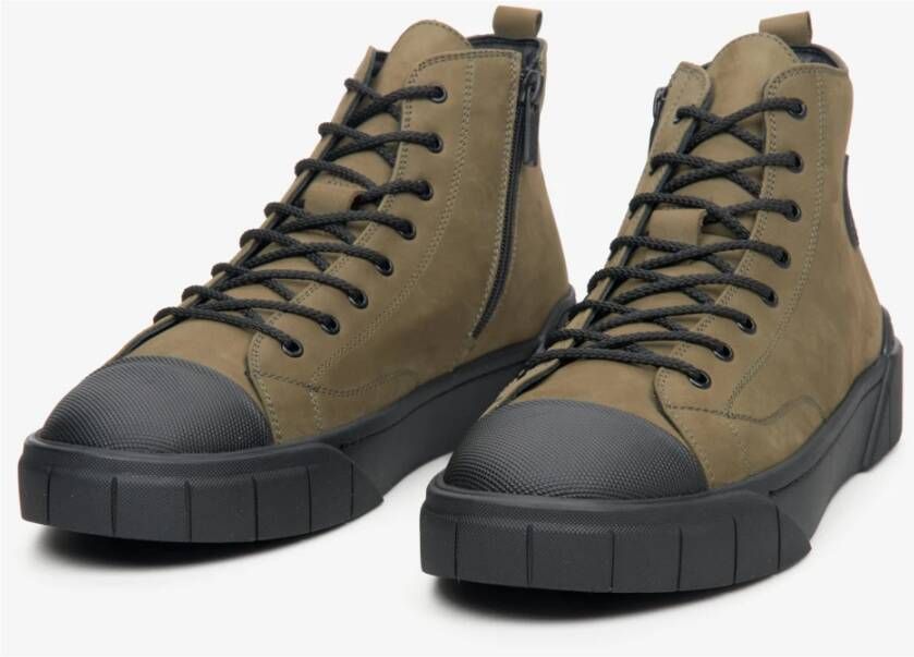 Estro Heren Donkergroene High-Top Sneakers gemaakt van Nubuck voor Winter Er00113913 Green Heren