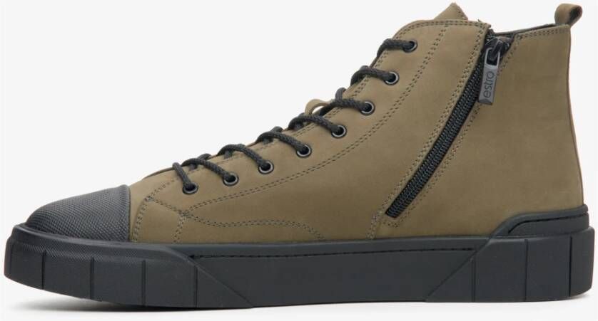 Estro Heren Donkergroene High-Top Sneakers gemaakt van Nubuck voor Winter Er00113913 Green Heren